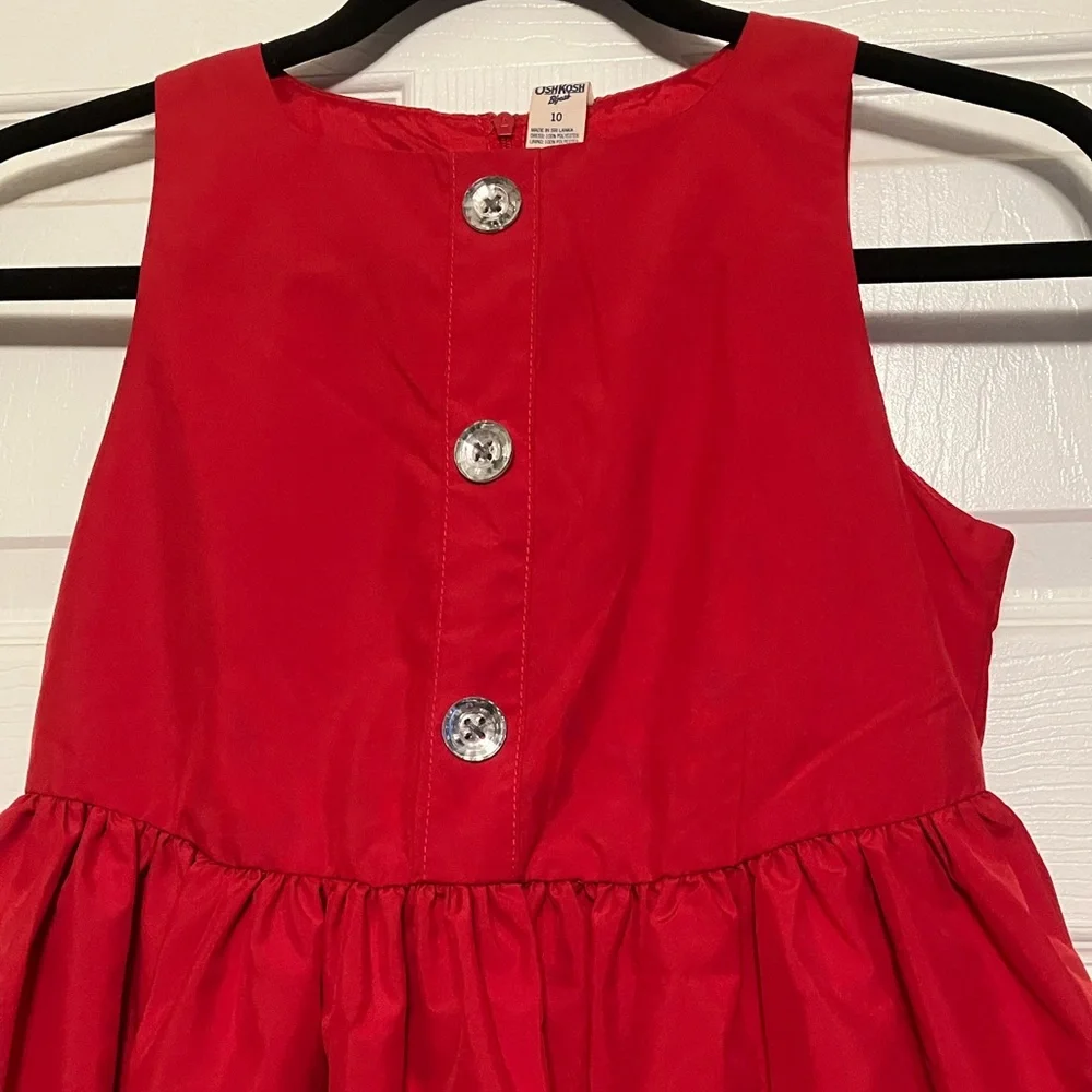 Osh Kosh B’Gosh red girls sleeveless button front zip July 4th Christmas dress